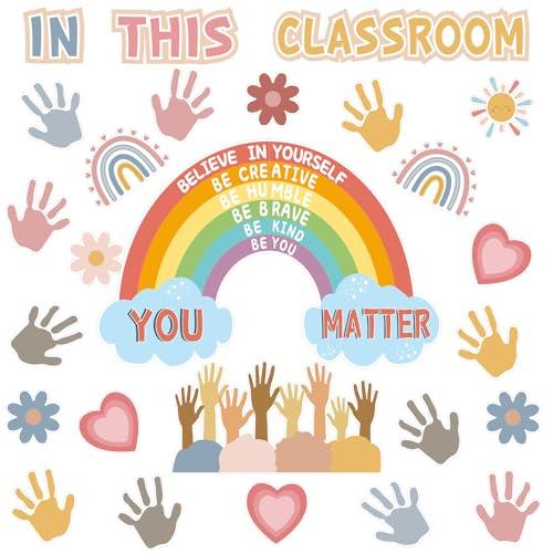 2 Pack Boho Rainbow Classroom Bulletin Board Decorations, 30Pcs You Matter Inspirational Positive Affirmations Wall Decor, Boho Rainbow Cutouts Classroom Decor for Teacher School Supplies 2 Pack Boho Rainbow Classroom Bulletin Board Decorations, 30Pcs You Matter Inspirational Positive Affirmations Wall Decor, Boho Rainbow Cutouts Classroom Decor for Teacher School Supplies