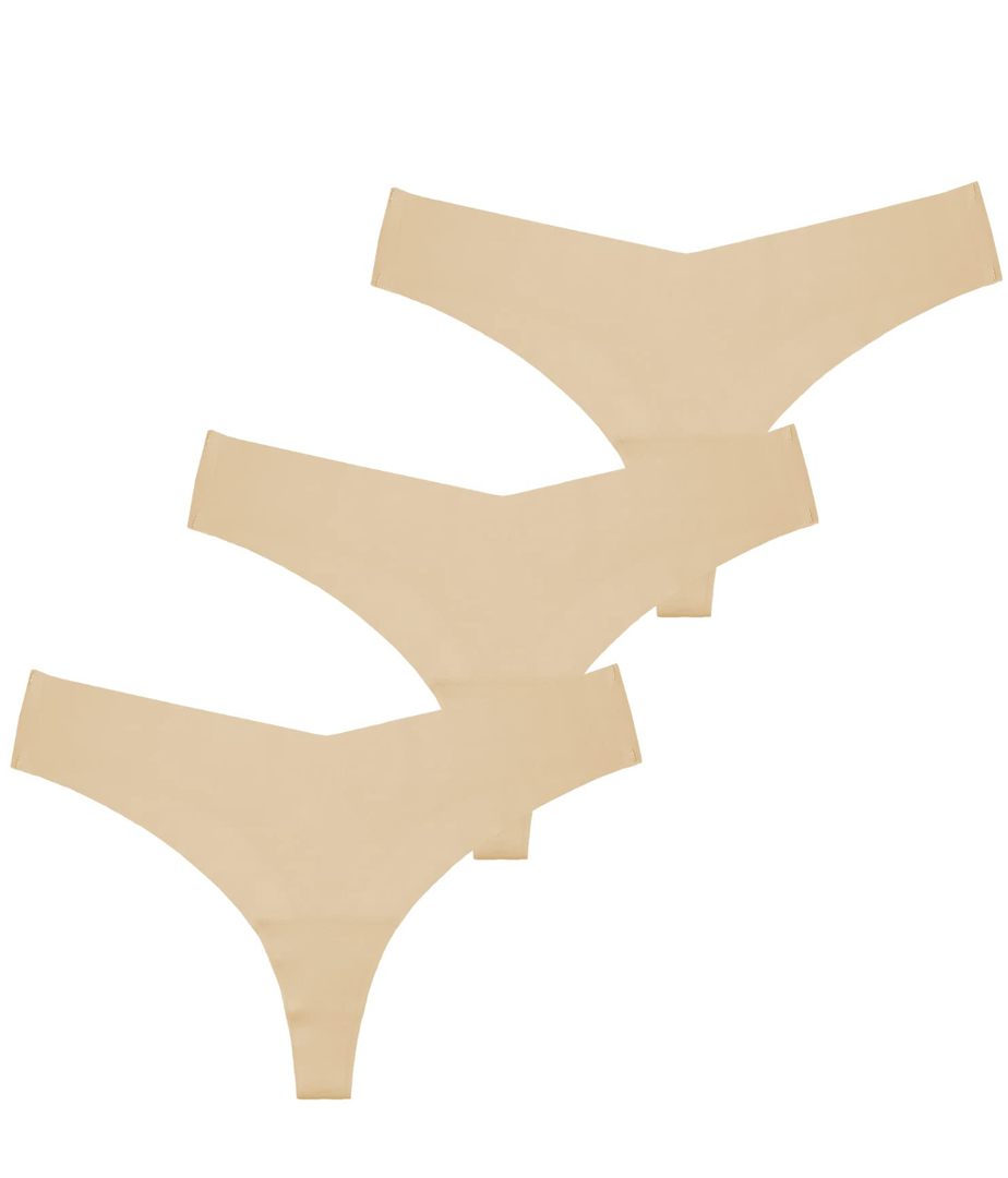 Women's Underwear Seamless Thong T Back Panty Cotton Breathable Thongs Panties for Women 3 Pack S