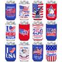 4th of July Can Cooler Sleeves 250th Anniversary Insulated Can Coolers 4th of July Accessories Drink Holder Covers for Independence Day Party Favor Decor Supplies