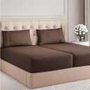 Split King Size 5 Piece Sheet Set - Comfy Breathable & Cooling Bed Sheets Set - Hotel Luxury Bedding for Women, Men, Kids, Teens, Boys & Girls - Deep Pockets, Soft and Wrinkle Free - Oeko-Tex - Brown