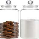 2 Pack 1 Gallon Plastic Cookie Jars, Unbreakable Apothecary Jars with Airtight Lids, Food Storage Canisters for Flour, Sugar, Candy
