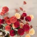 Fall Flowers, Burnt Orange Faux Kiku Flowers Artificial 10 Stems + Eucalyptus, Fake Silk Mums Fall Floral Centerpiece, Autumn Decor, Terracotta Mini Balls Faux Stems For Vase, Decoracin de Otoo