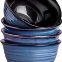 Hasense Soup Bowls for Kitchen, 40 Ounce Large Cereal Bowls, 7 Inch Ceramic Serving Bowls for Salad Pasta Soup Popcorn, Dishwasher & Microwave Safe, Set of 4(Blue)