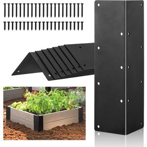 KvyusFlourish 6 Packs Raised Beds Corner Brackets 11 in Metal L Brackets for with Screws Black Angle Corner Bracket Connectors 11" x 3" x 3" for Wood Flower Box Angle Brace Black