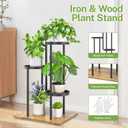 iDavosic.ly 3 Tier Plant Stand Indoor Outdoor, Tiered Corner Multiple Flower Pot Holder Shelf, Metal 23 Inch Tall Display Rack for Patio Porch Living Room Garden Balcony, Modern Black & Rustic Brown