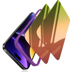 (2 Pack) Privacy Screen Protector Compatible for iPhone 16 Pro Max Tempered Glass - Red to Green Gradient/Shatterproof/Anti-Scratch/Mirror Finish/Blue Light Blocking/Touch-Sensitive/Bubble-Free (Colorful)