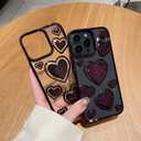 Compatible with iPhone 14 Pro Max Case Clear Glitter 3D Love Hearts Cute Girly Design Slim Protective Transparent Cover for Women Girl Sparkly Bling Chrome Edge Soft TPU Electroplated Glossy Blue