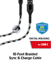 Zgear 10ft Sync and Charging Cable, Braided For USBC