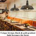 Brass Industrial Pendant Lights 2 Packs, 18.1 Inch Oversized Farmhouse Vintage Pendant Light, Black and Brass Barn Pendant Light with Wire Cage, Island Pendant Lights for Kitchen Warehouse