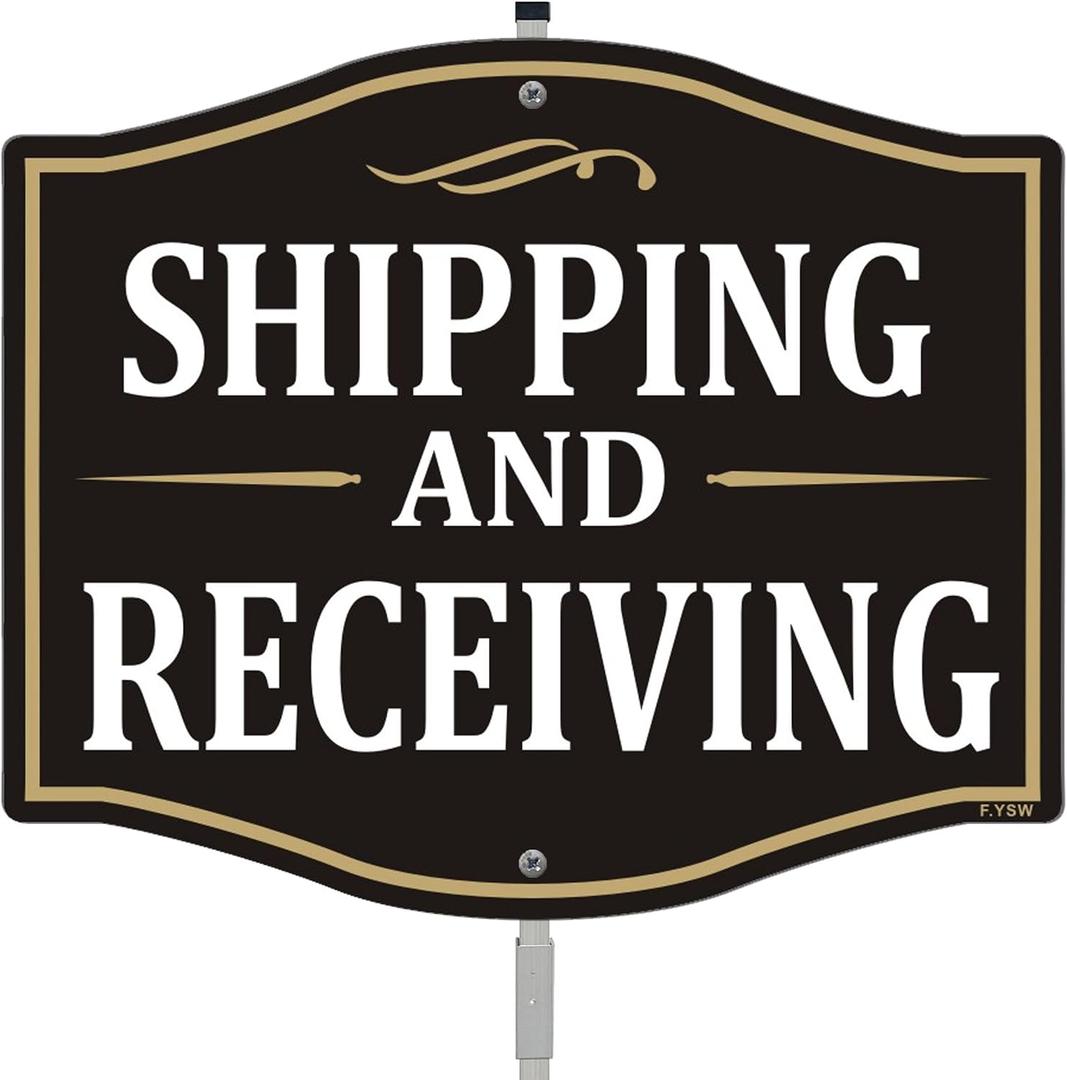 Shipping and Receiving Sign 12" x 10" With 28" Long Metal Stakes Packages Sign With Stand Aluminum Outdoor Use Yard Business Sign
