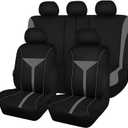 Car Seat Cover Full Set, Breathable Washable Dustproof Vehicle Front & Rear Seat Split Cover with Zipper, Automotive Interior Chair Protector, Universal for SUV Sedan Truck (Grey)