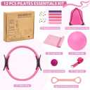 HASHMUST Pilates Ring Kit 12 PCS for Women, Home Workout Equipment with Magic Circle, Mini Exercise Ball, Resistance Bands, Massage Lacrosse, Yoga Strap, Full-Body Fitness Set for Toning & Gift