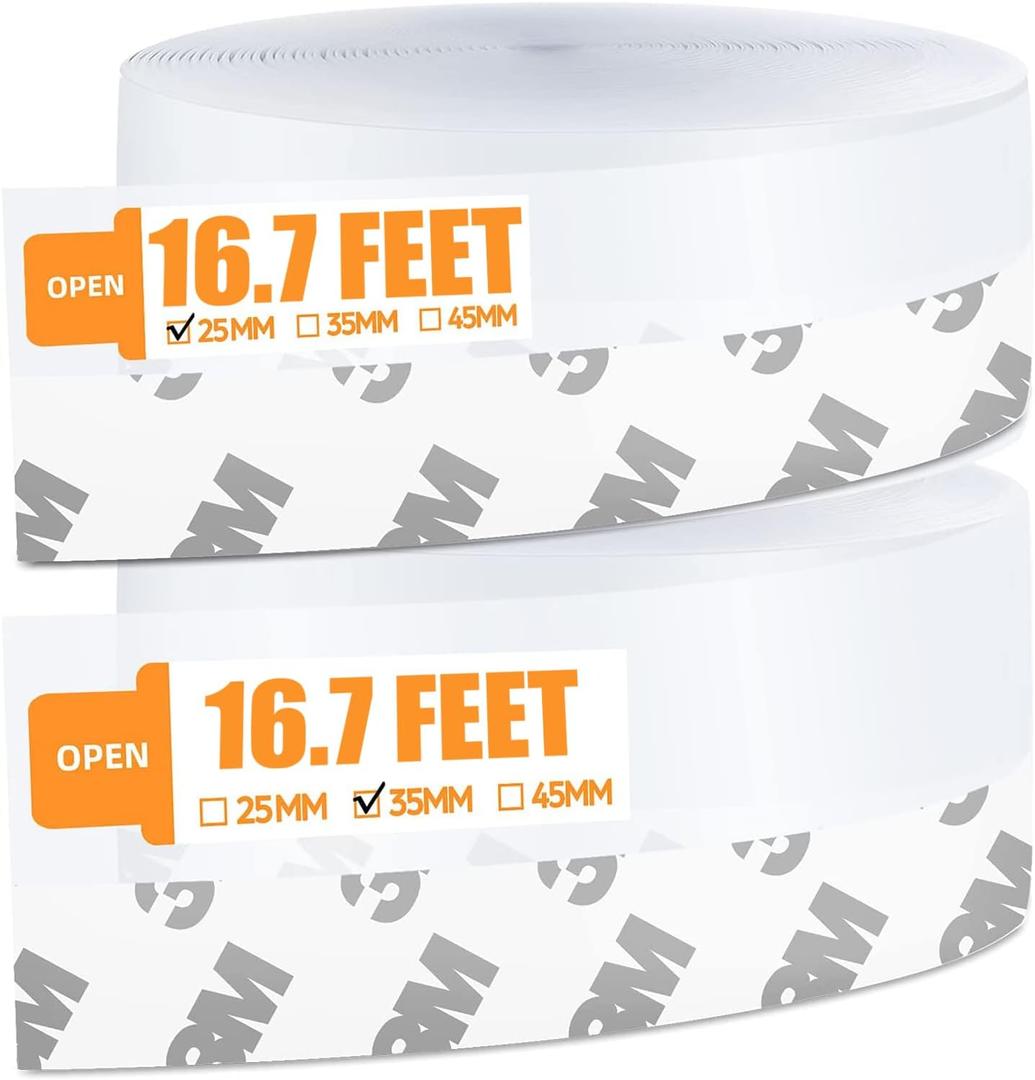 33.5 Ft Weather Stripping Door Seal Strip, Silicone Tape for Draft Stopper, Self Adhesive Shower Door Bottom Seal and Insulation Strip for Door Frame, Windows and Glass Gaps (Transparent, 25+35mm)