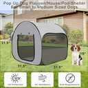 LUCKITTY Pop-Up Dog Kennel Enclosure Large - Portable Outdoor Pet Crate with Carry Bag, Waterproof Travel Carrier for Car, Camping Home, Grey