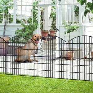 FOREHOGAR Heavy Duty Metal Garden Fence Outdoor CTW3643, 43.2in H x 14.75 ft L, No Dig Temporary Dog Fence Border Fencing for Yard Patio Landscape Flower Bed,5 Panels + 6 Stakes, Black
