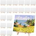 MotiMind 36 Pcs Mini Canvas and Easel Set for Painting, 8 x 10 Inch Canvas Panels with 9 Inch Wooden Easels for Oil Acrylic Painting Christmas Birthday Valentine's Mother's Day Art Crafts Party Favors
