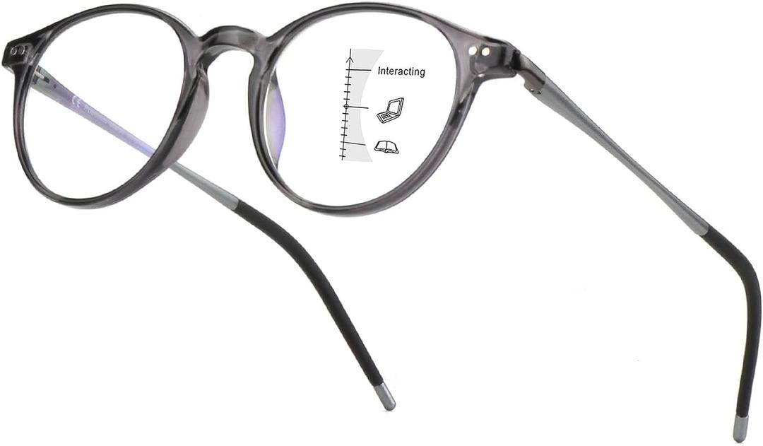 Exquisite Ultra-light Progressive Multifocus Reading Glass Women Blue Light Blocking Multifocal Readers (2.5x, Top is Not 0/Gray)
