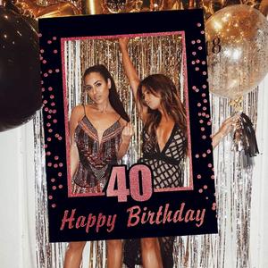 LaVenty Rose Gold 40th Birthday Party Photo Booth Props 40th Birthday Photo Frame Birthday Photo Frame