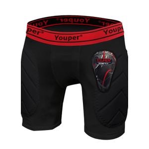 Youper Boys Youth Padded Sliding Shorts with Soft Protective Athletic Cup for Baseball, Football, Lacrosse (Black, Youth Small)