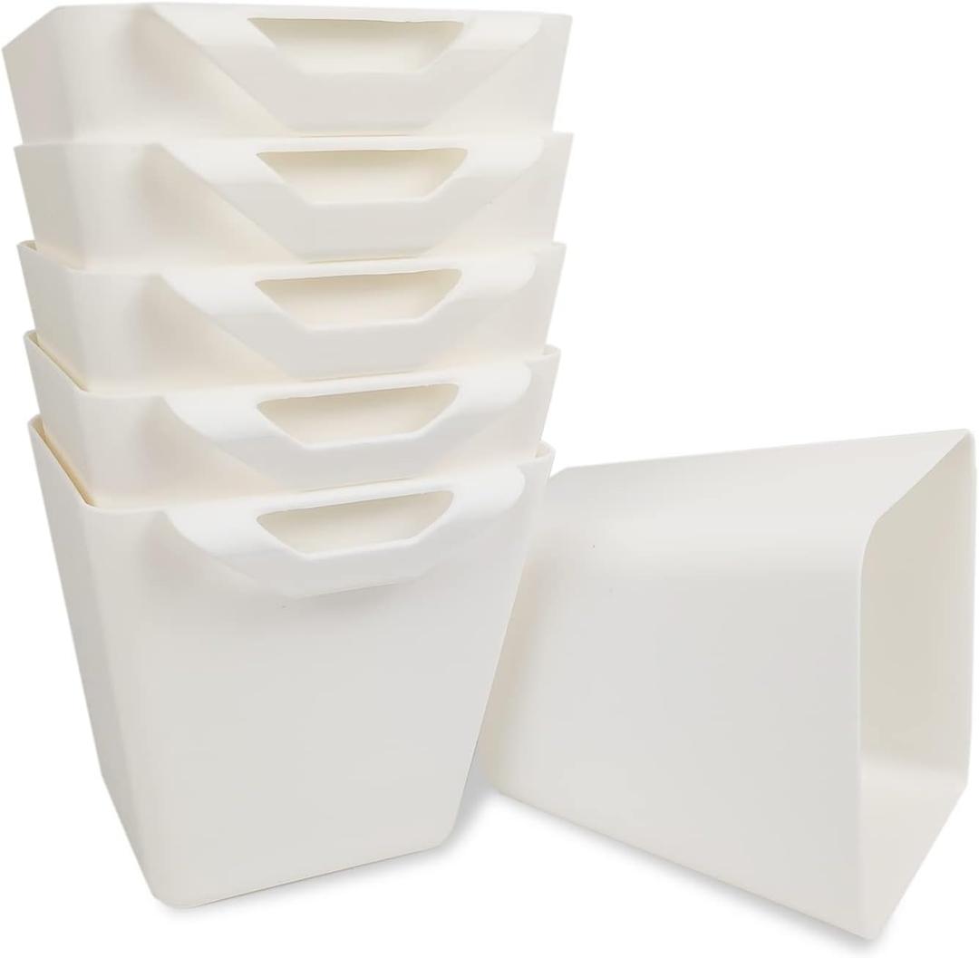 6 Pack Hanging Cup Holder Rolling Cart Organizer Accessories Trolley Basket Storage Hanging Bucket Hanging Container for Kids (White)