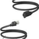 DEWENWILS Extension Cord 3ft Christmas, 14/3 SJTW Weatherproof Power Cable for Indoor Outdoor Use, 3 Prong Heavy Duty Power Cord, NEMA 5-15P to NEMA 5-15R, Black, ETL Listed, 2 Pack