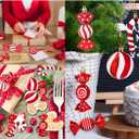Christmas Candy Cane Lollipop Ornaments for Christmas Tree 30Pcs Xmas Plastic Peppermint Christmas Tree Hanging Ball Pendants for Xmas Party Indoor New Year Holiday Home Decorations (Red)