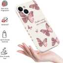 for iPhone 15 Case, Side Flowers Pattern Design Slim Soft Protector Phone Cover for iPhone 15, Butterfly Rice White