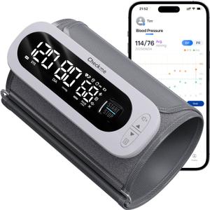 Checkme Rechargeable Blood Pressure Monitor, Automatic Upper Arm BP Machine, Large Clear Numbers, Voice Broadcast, 2-User Mode, 2x199 Memories, Large Cuff, Unlimited Cloud Storage via Bluetooth APP