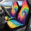 Pehede Car Seat Cover Colorful Tie-Dye Front for Cars, Easy to Install Cover Set, Accessories Auto Trucks Van SUV,2 Packs