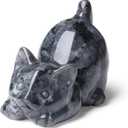 2" Black Labradorit Crystal Cat Decor Figurine Statue Natural Healing Crystals Stones Carved Office Room Decor Sculpture Cute Trinkets Statue Decoration Gemstones Gifts for Cat Lovers Women