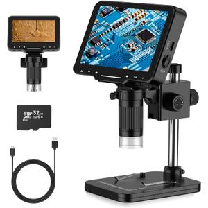 LCD Digital Microscope,4.3 Inch 1080P 10 Megapixels,10MP Camera Video Recorder with HD Screen,1-1000X Magnification Zoom Wireless USB Stereo Microscope Camera,