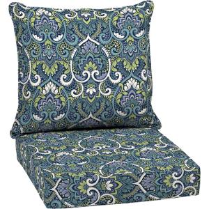 Arden Outdoor Deep Seat Cushion Set, 24 in x 24 in, Weather-Proof, Rain-Proof, Fade Resistant Patio Cushion for Chair, Sofa, and Couch Sapphire Aurora Blue Damask