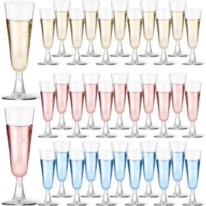 Plastic Champagne Flutes 40 Pack, 5.5 Oz Clear Disposable Plastic Champagne Glasses, Wine Glasses Cups for Wedding Celebration Birthday Party Valentines Wine Tasting New Years Eve Party Supplies