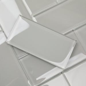Lovdeco Warm Grey Glass Subway Tile, Glass for Bathroom Kitchen Shower Backsplash Wall, 3 x 6 Inches, 4 Sq.Ft.