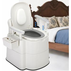 Bedside Commode,Upgraded Safety Commode(520 lbs),Toilet for Elderly and Disabled Bedside Potty Chairs for Adults Silent Close Commode Toilet for Elderly & Adults - Detachable Handles, Anti-Slip Base