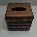 Hand-Made Retro Wooden Antique Book Tissue Box Cover Square Tissue Holder Dispenser Paper Cover Case Napkin Holder Home Decor for Bathroom Living Room Office car Kitchen (Coffce)
