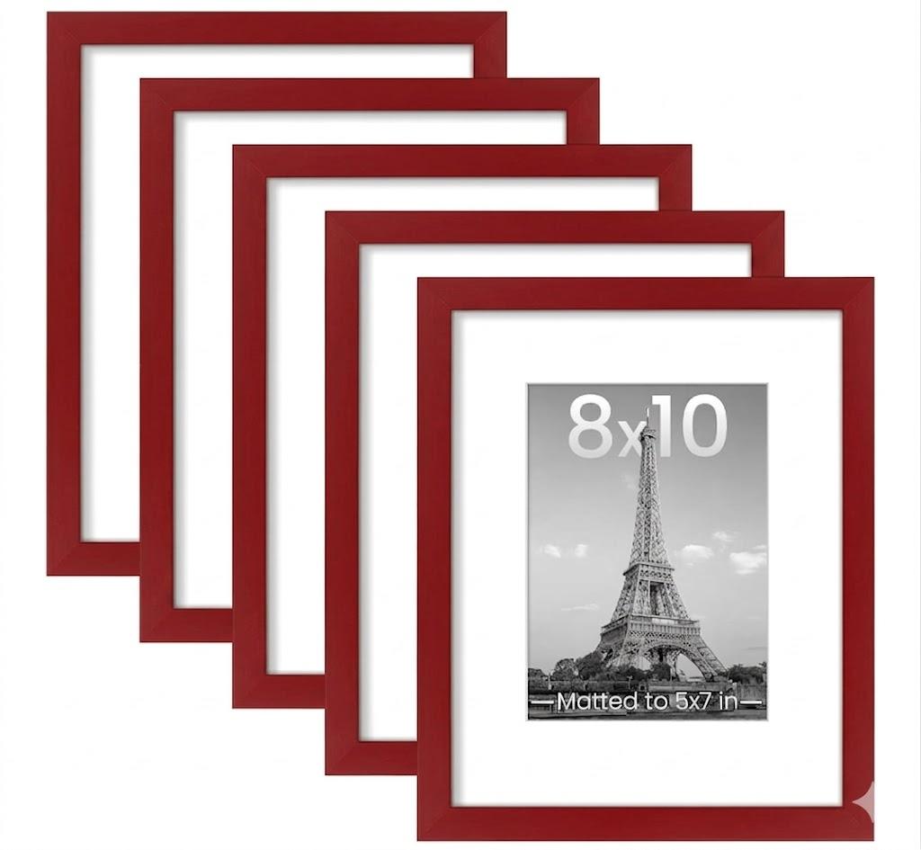 upsimples 8x10 Picture Frame Set of 5, Display Pictures 5x7 with Mat or 8 x 10 Without, Wall Gallery Photo Frames