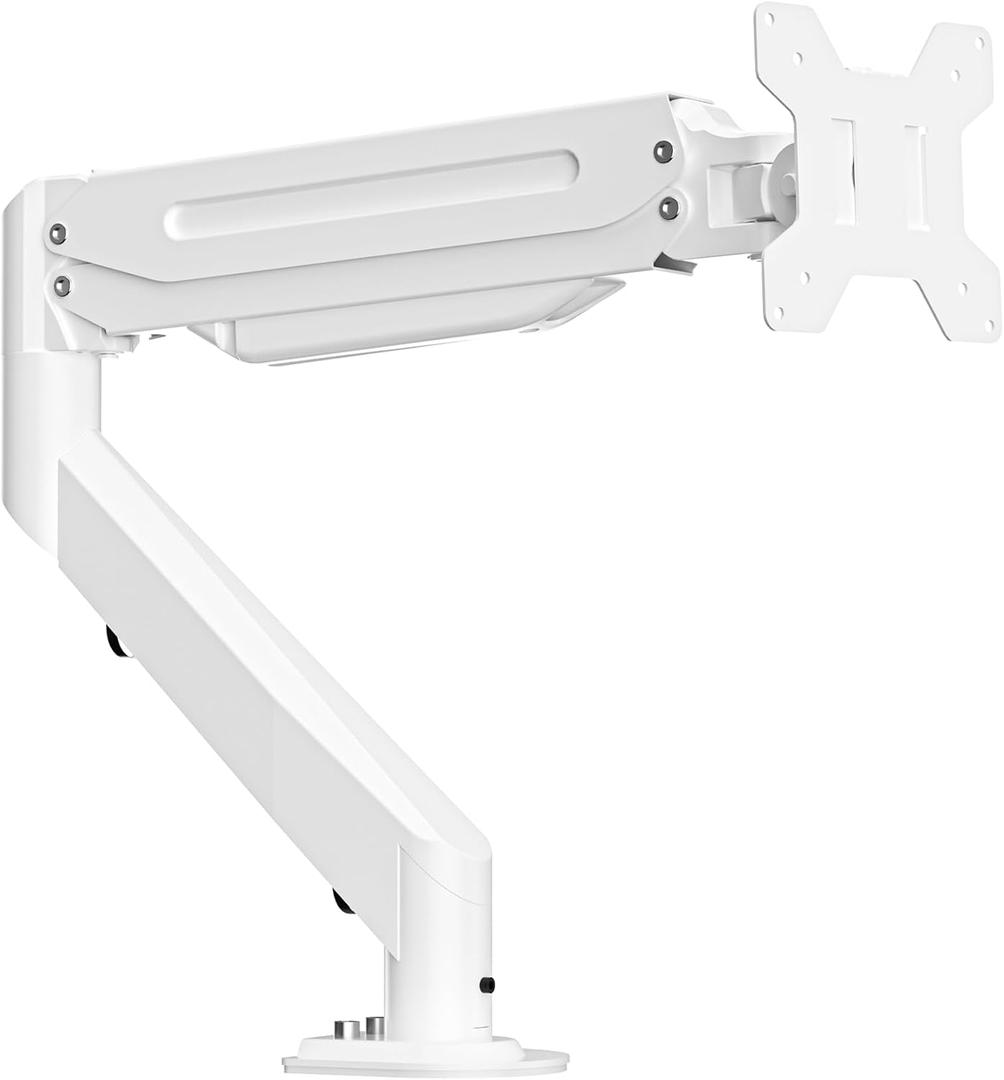Suptek Monitor Mount Gas Spring Monitor Arm Desk Mount Fully Adjustable Fits 17 20 22 23 24 26 27 32 35 inch Monitors Weight Capacity up to 24.25 lbs, White