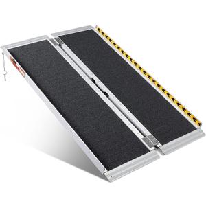 ORFORD Portable Wheelchair Ramp 4FT, Handicap Ramps, Non-Skid Aluminum Wheel Chair Ramp, Threshold Ramps for Doorways, Home Steps, Stairs, Entry (4FT (Usable height 4-12 inch))