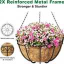 Amagabeli 4 Pack 14 Inch Metal Hanging Baskets Planter Outdoor Round Wire Hanging Basket for Plants with Coco Fiber Liners Chain Plant Holder for Garden Patio Deck Porch Plants Vegetables Flower Pots
