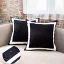 JOJOGOGO Black and White Outdoor Pillow Covers 18x18 Waterproof Set of 2 Black Outdoor Patio Throw Pillows Spring Summer Decor for Porch Swing Garden Chair and Patio Furniture