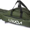 Lixada Fishing Rod Case 3 Layers Oxford Fishing Rod Bag Portable Folding Fishing Rod Carrier Case Fishing Reel Tackle Storage Travel Bags( 120cm)