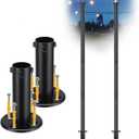 String Light Poles for Outside Deck 2 Pack 8FTHeavy Duty Metal Garden Outdoor Light Poles for Solar String Light Bulbs Hanging Kit for Yard Garden Fence Post Deck Party Wedding