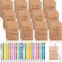 72 Pcs/24 Set Inspirational Journals Bulk with Motivational Ballpoint Pens, A6 Small Kraft Notebooks Affirmation Pocket Notepad for Student Coworker Friend Positive Christmas Gift