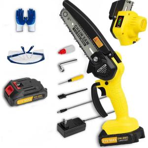 Mini Chainsaw Cordless,6 Inch Handheld Electric Power Chain Saw With power display, for Trees Branches Trimming,Wood Cutting, Holiday Gifts for Men, Fathers & Gardening Enthusiasts