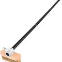 Pizza Oven Brush with Scraper, Brass Bristles Grill Brush with 33 or 47 Inch Long Handle, Pizza Oven Accessories (Medium 6")