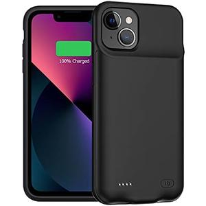 Battery Case for iPhone 13, Enhanced 7000mAh Ultra Thin Portable Protective Smart Charging Case Support Carplay Compatible with iPhone 13 (6.1 inch) Rechargeable Extended Battery Charger Case (Black)