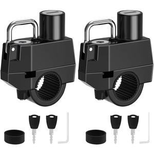Windance 2 Pack Motorcycle Helmet Lock, Helmet Holder Hook for 7/8" 22mm Handlebar, Anti Theft Security Lock for Motorbike Bike Frame Tube Bumper Luggage Rack (Keyed Different)