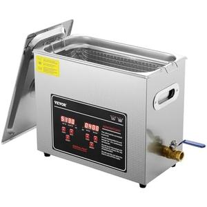 VEVOR Ultrasonic Cleaning with Digital Timer & Heater, Professional Jewelry Cleaner, Stainless Steel Heated Cleaning Machine for Glasses Watch Rings Small Parts Circuit Board (6L)