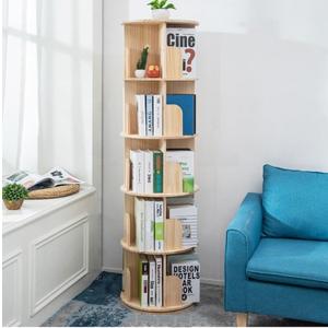 Heehee Wooden Rotating Bookshelf 360 Display Floor Standing Bookcase Storage Rack for Kids&Adults Multi-Functional Bookshelf Organizer (5-Tier)